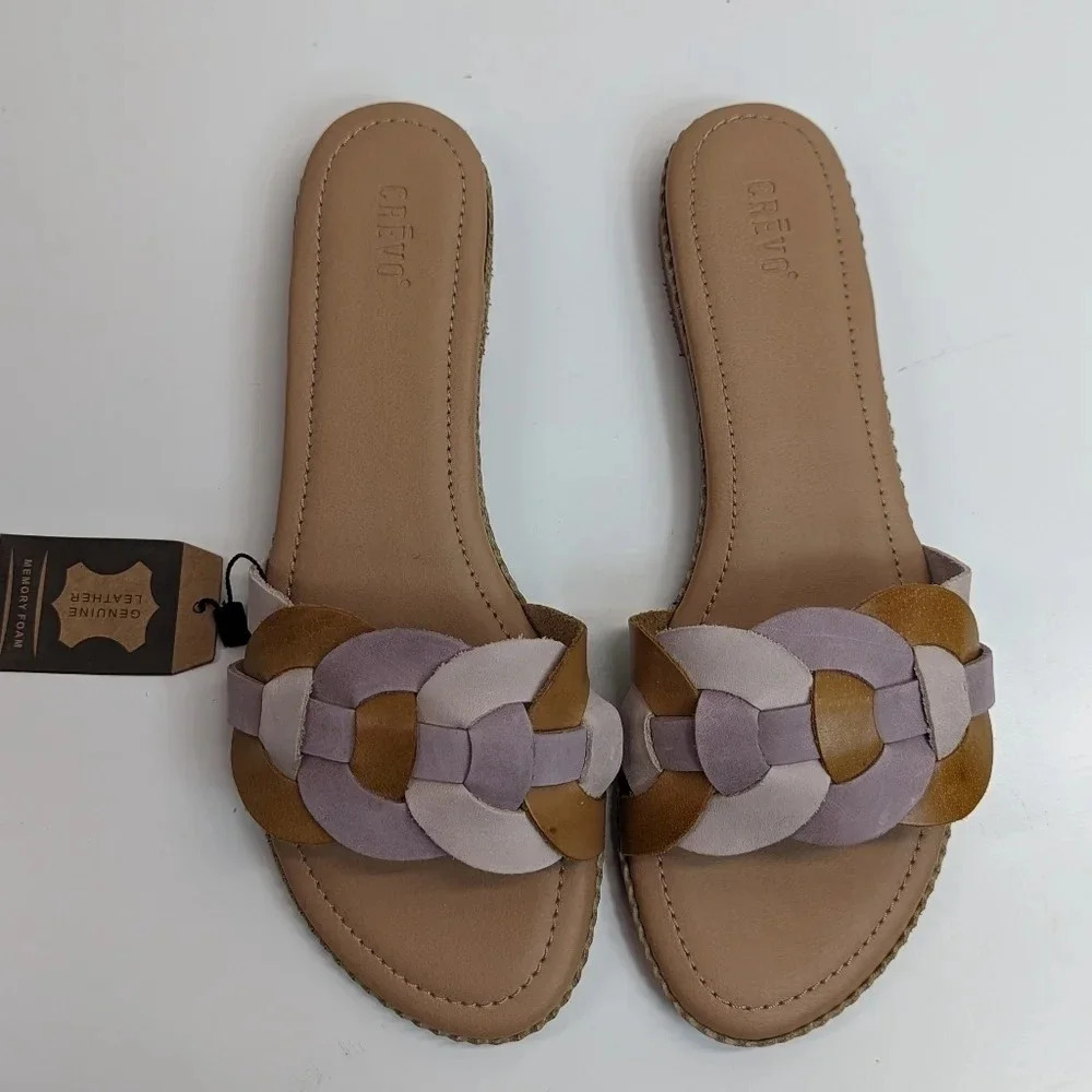 New Crevo Poppi Leather Slides Size 9.5